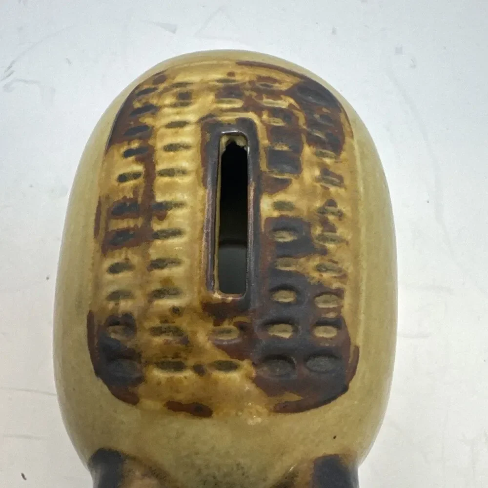 Art Pottery Stoneware Speckled Piggy Bank Money Saver No Stopper Vintage
